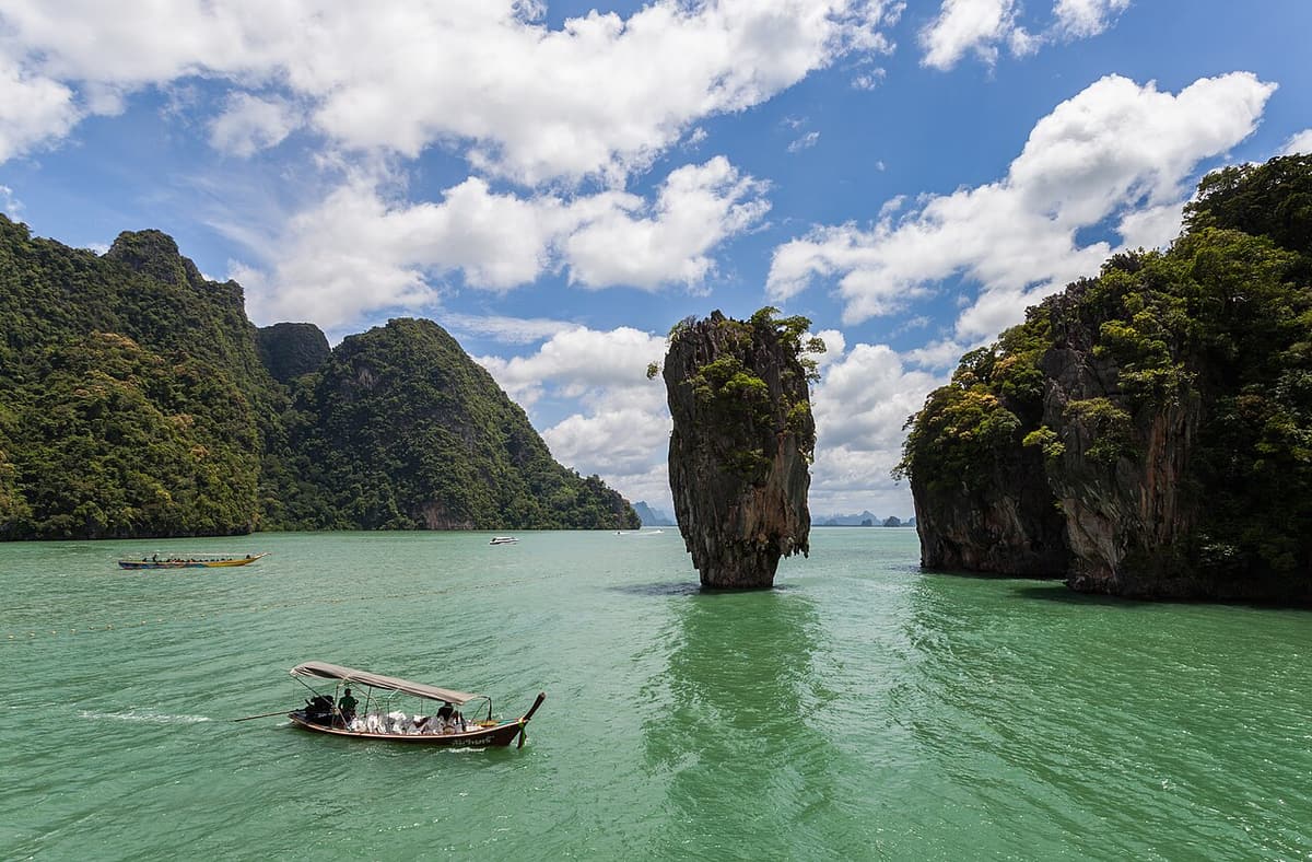 The rock pillar of Ko Tapu, known as James Bond Island, in Phang Nga Bay