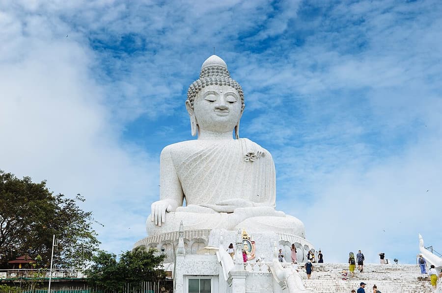 The white marble Big Buddha statue on Nakkerd Hill in Phuket